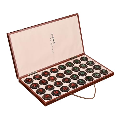 2 Players Chinese Chess Game Set Portable Xiangqi with Foldable Board Tabletop Strategy Board Game(Ebony,4.8cm/1.9in) von IYUESQ