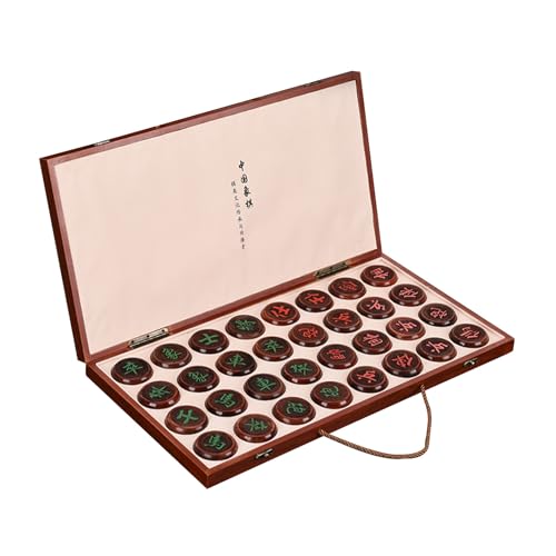 2 Players Chinese Chess Game Set Portable Xiangqi with Foldable Board Tabletop Strategy Board Game(Sandalwood,4.8cm/1.9in) von IYUESQ