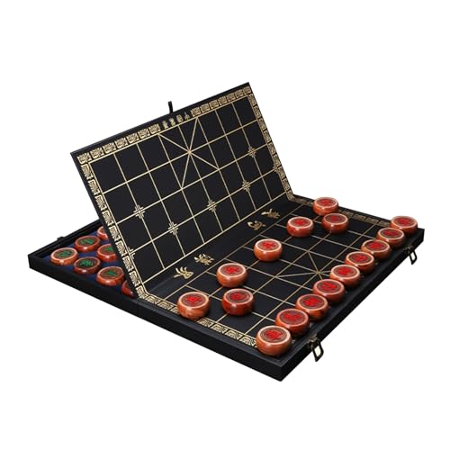 2 Players Strategy Board Games Chinese Chess Game Set Rosewood Portable Xiangqi with Folding Board Tabletop Educational Game(5.8cm/2.3in) von IYUESQ