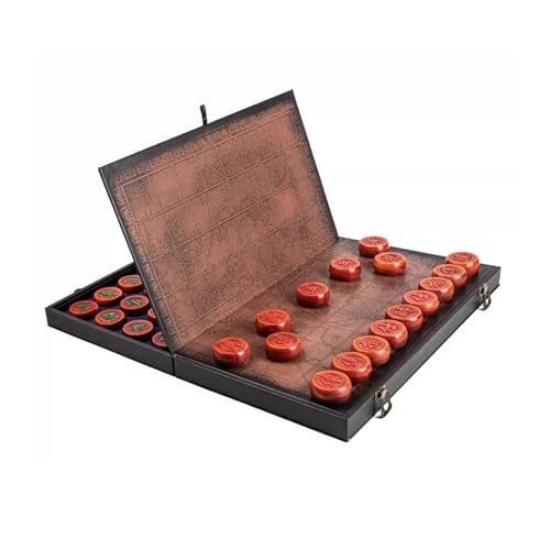Chinese Chess Game Set Mahogany with Foldable Board Portable Xiangqi Tabletop Strategy Game for 2 Players for Teens Adults Family(Size:5.8cm/2.3in) von IYUESQ