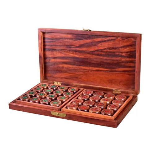 Chinese Chess Game Set for 2 Players with Foldable Sandalwood Board Xiangqi Tabletop Strategy Board Game for Teens Adults Family(Size:4.8cm/1.9in) von IYUESQ