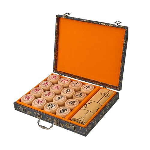 Chinese Chess Set Beechwood Luxury Board Game for Two Players Chinese Traditional Xiangqi Educational Strategy Game Puzzle Game with Box and Leather Chessboard(Size:4.8cm/1.88in) von IYUESQ