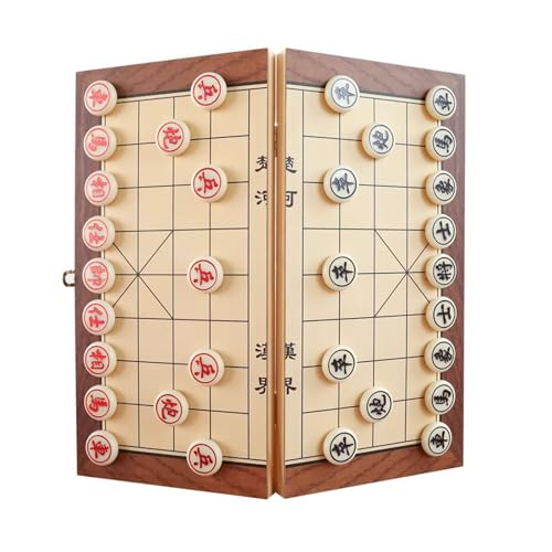 Chinese Chess Set with Folding Wooden Board Portable Magnetic Xiangqi Traditional Classic Educational Strategy Games Travel Game for Beginners(Size:15.3 x 15.3in) von IYUESQ