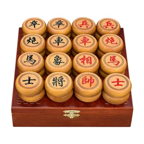 Chinese Chess Set with Leather Board Gift Box Gold Sandalwood Xiangqi for 2 Players Traditional Portable Chinese Chess Travel Board Game Set(4.8cm/1.9in) von IYUESQ