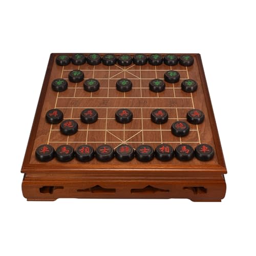 Chinese Chess Set with Table Traditional Xiangqi Strategy Games Travel Board Games for 2 Players(Ebony) von IYUESQ