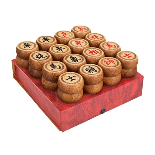 Chinese Chess Traditional Xiangqi Portable Travel Board Game Set with Wenge Pieces, Leather Chessboard & Storage Box(5.8cm/2.3in) von IYUESQ
