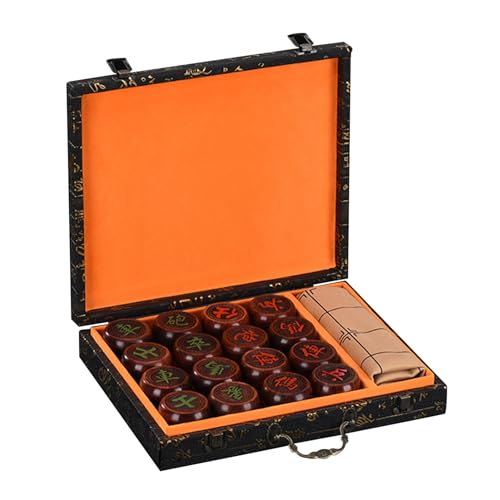 Chinese Chess for 2 Players Xiangqi Chess Set Educational Strategy Board Games Puzzle Games Travel Games with Gift Box and Leather Chessboard(Blood Sandalwood,5.8cm/2.3in) von IYUESQ