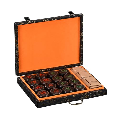 Chinese Chess for 2 Players Xiangqi Chess Set Educational Strategy Board Games Puzzle Games Travel Games with Gift Box and Leather Chessboard(Ebony,5.8cm/2.3in) von IYUESQ