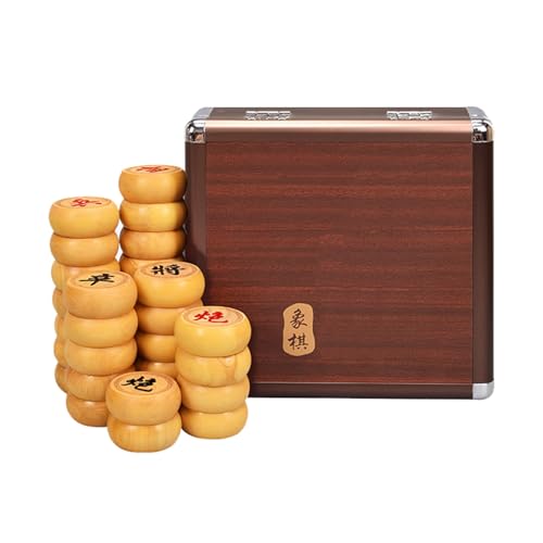 Chinese Xiangqi Boxwood for 2 Players Traditional Portable Chinese Chess Travel Board Game Set with Leather Chessboard and Gift Box(5.8cm/2.3in.) von IYUESQ