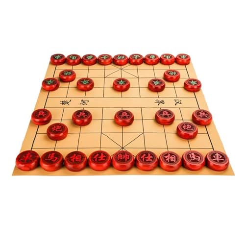 Chinese Xiangqi Chess Set Rosewood 2 Players Educational Strategy Board Games Puzzle Games Travel Games with Leather Chessboard(Size:5.8cm/2.28in) von IYUESQ