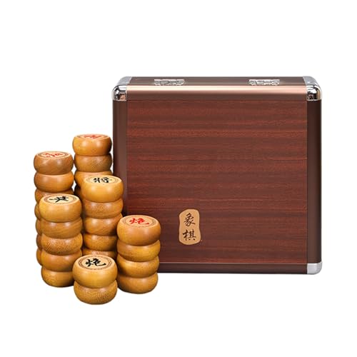 Chinese Xiangqi Gold Sandalwood for 2 Players Traditional Portable Chinese Chess Travel Board Game Set with Leather Chessboard and Gift Box(5.8cm/2.3in.) von IYUESQ