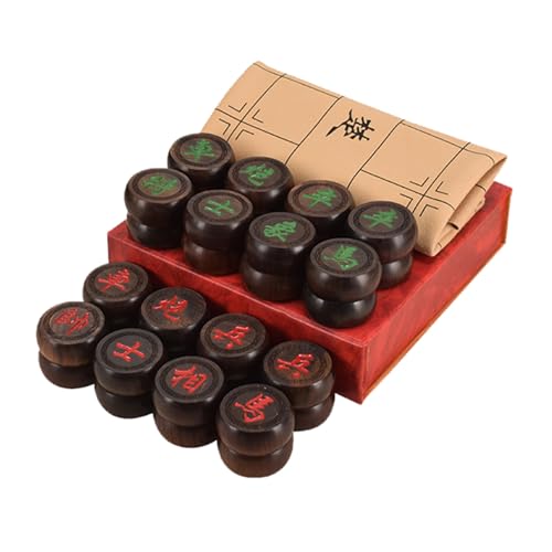 Chinese Xiangqi for 2 Players Strategy Game Portable Chinese Chess Travel Board Game Set with Leather Chessboard(Black Rosewood) von IYUESQ