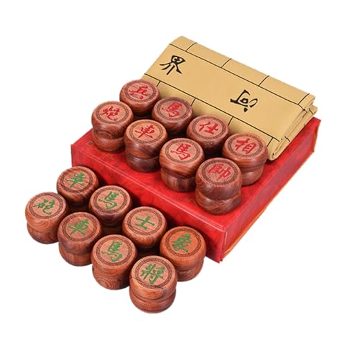 Chinese Xiangqi for 2 Players Strategy Game Portable Chinese Chess Travel Board Game Set with Leather Chessboard(Red Rosewood) von IYUESQ