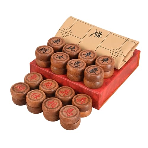Chinese Xiangqi for 2 Players Strategy Game Portable Chinese Chess Travel Board Game Set with Leather Chessboard(Rosewood) von IYUESQ