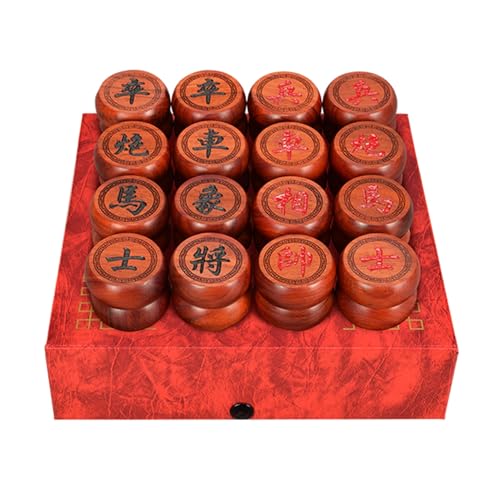 Chinese Xiangqi for 2 Players Strategy Game Portable Chinese Chess Travel Board Game Set with Rosewood Pieces and Leather Chessboard(5.8cm/2.3in) von IYUESQ