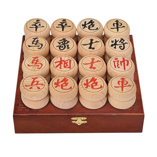 Chinese Xiangqi for 2 Players Traditional Portable Chinese Chess Travel Board Game Set with Beechwood Pieces, Leather Chessboard and Gift Box(3.8cm/1.5in) von IYUESQ