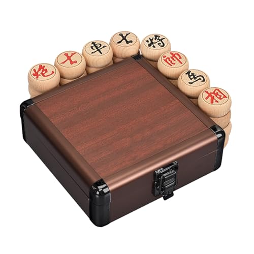 Chinese Xiangqi for 2 Players Traditional Portable Chinese Chess Travel Board Game Set with Beechwood Pieces, Leather Chessboard and Gift Box(3.8cm/1.5in) von IYUESQ