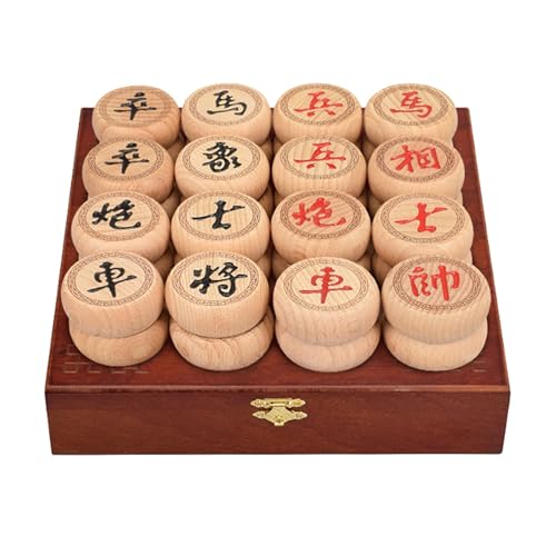 Chinese Xiangqi for 2 Players Traditional Portable Chinese Chess Travel Board Game Set with Beechwood Pieces, Leather Chessboard and Gift Box(4.8cm/1.9in) von IYUESQ