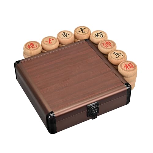 Chinese Xiangqi for 2 Players Traditional Portable Chinese Chess Travel Board Game Set with Beechwood Pieces, Leather Chessboard and Gift Box(4.8cm/1.9in) von IYUESQ