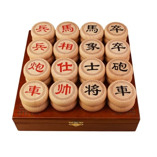 Chinese Xiangqi for 2 Players Traditional Portable Chinese Chess Travel Board Game Set with Beechwood Pieces, Leather Chessboard and Gift Box(5.8cm/2.3in) von IYUESQ