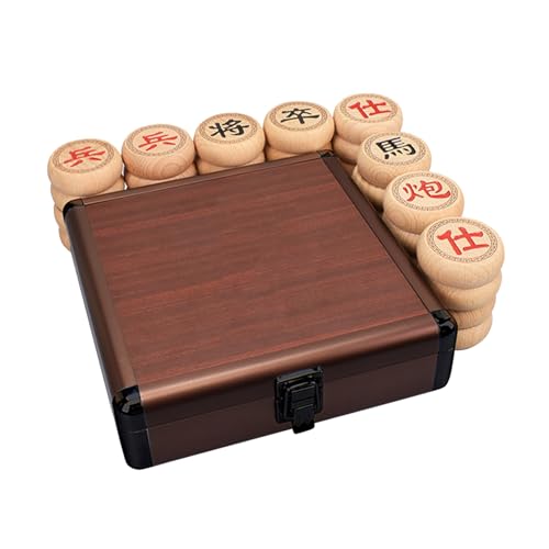 Chinese Xiangqi for 2 Players Traditional Portable Chinese Chess Travel Board Game Set with Beechwood Pieces, Leather Chessboard and Gift Box(5.8cm/2.3in) von IYUESQ