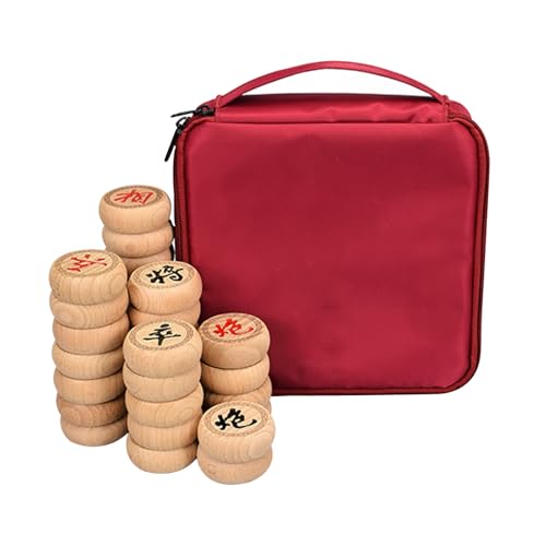 Chinese Xiangqi for 2 Players Traditional Portable Chinese Chess Travel Board Game Set with Beechwood Pieces and Leather Chessboard(4.8cm/1.9in) von IYUESQ