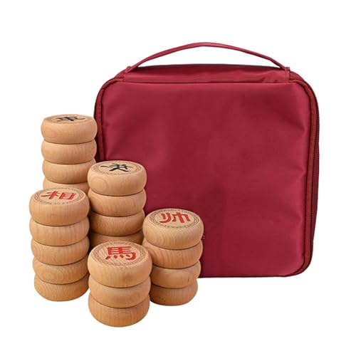 Chinese Xiangqi for 2 Players Traditional Portable Chinese Chess Travel Board Game Set with Beechwood Pieces and Leather Chessboard(5.8cm/2.3in) von IYUESQ