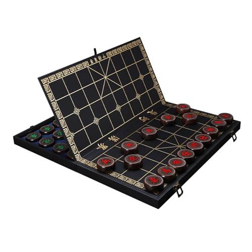 Ebony Portable Chinese Chess Set with Foldable Board Xiangqi Chinese Chess Game Set Strategy Game Travel Board Games for 2 Players(4.8cm/1.9in) von IYUESQ