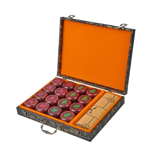 Rosewood Chinese Chess Set Board Game for 2 Players Chinese Traditional Xiangqi Educational Strategy Game Puzzle Game with Box and Leather Chessboard(Size:5.8cm/2.28in) von IYUESQ