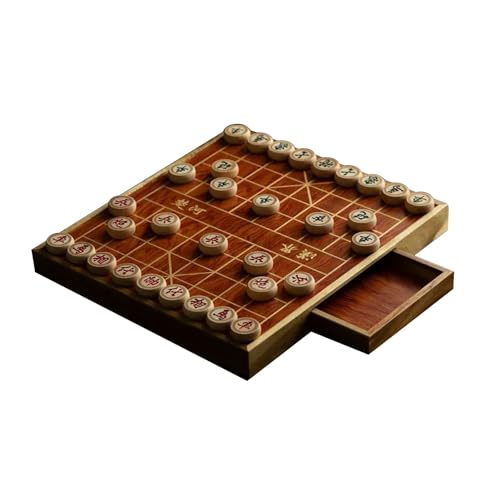 Strategy Board Games 2 Players Chinese Chess Set Xiangqi Puzzle Games Travel Games with Drawer Storage(Beechwood) von IYUESQ