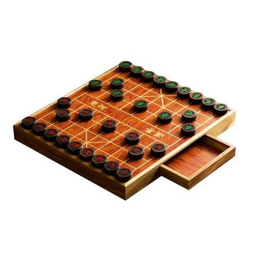 Strategy Board Games 2 Players Chinese Chess Set Xiangqi Puzzle Games Travel Games with Drawer Storage(Ebony) von IYUESQ