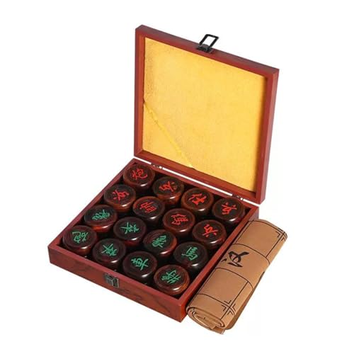 Strategy Board Games Chinese Chess Set for 2 Players Rosewood Xiangqi Puzzle Games Travel Games with Gift Box and Leather Chessboard(Size:4.8cm/1.9in) von IYUESQ