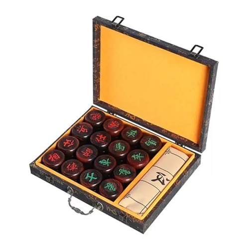 Strategy Board Games Chinese Chess Set for 2 Players Rosewood Xiangqi Puzzle Games Travel Games with Gift Box and Leather Chessboard(Size:4.8cm/1.9in) von IYUESQ