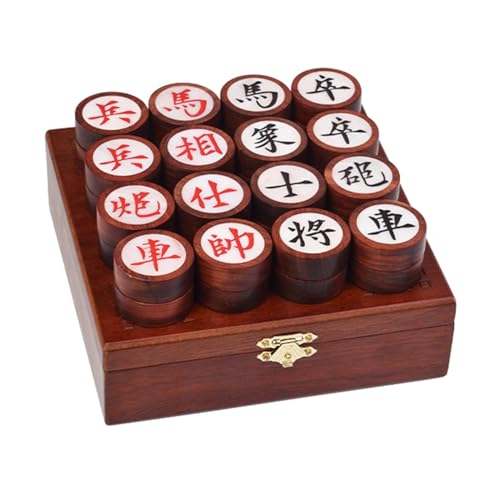 Strategy Game for 2 Players Chinese Chess Traditional Xiangqi Portable Travel Board Game Set with Blood Sandalwood Piece & Leather Chessboard(Wooden Box) von IYUESQ