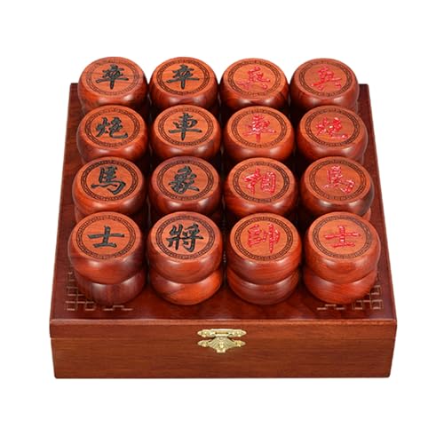 Strategy Game for 2 Players Chinese Chess Traditional Xiangqi Portable Travel Board Game Set with Rosewood Pieces, Leather Chessboard & Storage Box(6.8cm/2.7in) von IYUESQ