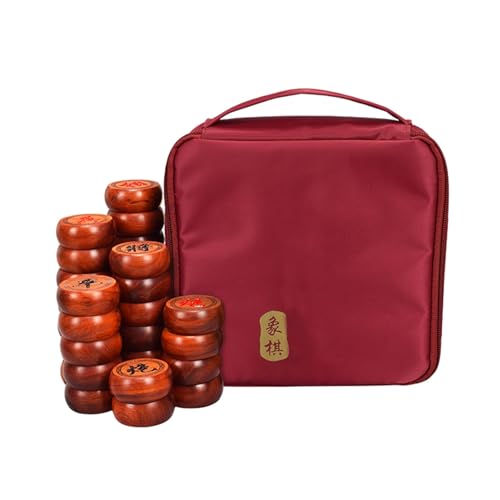 Traditional Chinese Xiangqi Strategy Game for 2 Players Portable Chinese Chess Travel Board Game Set with Wenge Pieces and Leather Chessboard(5.8cm/2.3in) von IYUESQ
