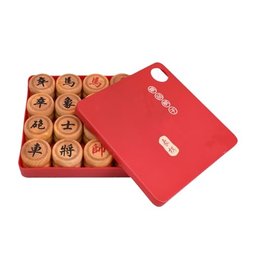 Traditional Chinese Xiangqi for 2 Players Portable Chinese Chess Travel Board Game Set with Boxwood Pieces and Leather Chessboard von IYUESQ