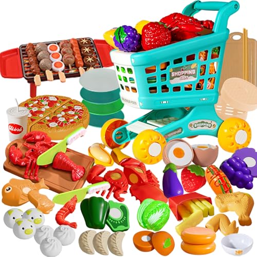 IZDUDO 55 STK Schneiden Spielen Lebensmittel Spielzeug Set mit Lagerung Tasche, Obst Gemüse Pizza Dessert Rollenspiel Kinderküche Zubehör für realistische Kochen für Kinder ab 3 Jahren, Lernspielzeug IZDUDO 55 STK Schneiden Spielen Lebensmittel Spielzeug Set mit Lagerung Tasche, Obst Gemüse Pizza Dessert Rollenspiel Kinderküche Zubehör für realistische Kochen für Kinder ab 3 Jahren, Lernspielzeug von IZDUDO