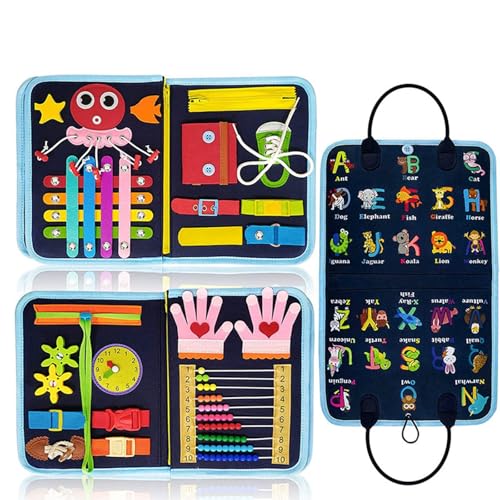 IZDUDO Busy Board, Montessori Spielzeug für Kleinkinder ab 3 Jahr, Filz Sensorische für Fördert Feinmotorik, Leise Motorikspielzeug für Reise Auto Flugzeug#1 IZDUDO Busy Board, Montessori Spielzeug für Kleinkinder ab 3 Jahr, Filz Sensorische für Fördert Feinmotorik, Leise Motorikspielzeug für Reise Auto Flugzeug#1 von IZDUDO