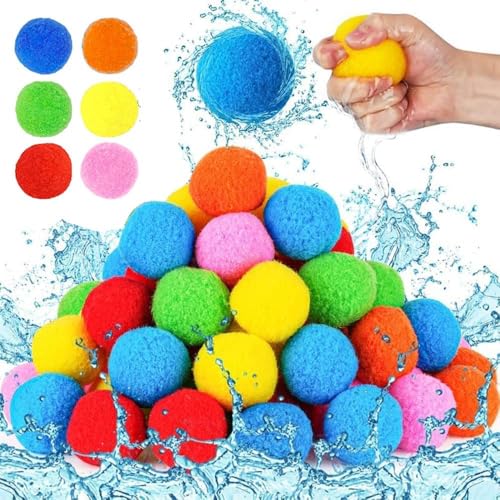 60 Stück Baumwoll Wasserbomben, Wasserbomben Wiederverwendbar, Splash Bälle, Wiederverwendbare Wasserbomben, Wasserschlacht Bälle für Wasserschlacht im Garten Pool und Trampolin Sommer 60 Stück Baumwoll Wasserbomben, Wasserbomben Wiederverwendbar, Splash Bälle, Wiederverwendbare Wasserbomben, Wasserschlacht Bälle für Wasserschlacht im Garten Pool und Trampolin Sommer von Ianulus