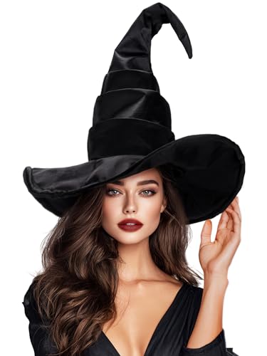 Ibeauti Halloween-Hexenhut für Damen, lang, gerüscht, schwarz, Hexenkostüm, Zubehör, Schwarz Ibeauti Halloween-Hexenhut für Damen, lang, gerüscht, schwarz, Hexenkostüm, Zubehör, Schwarz von Ibeauti