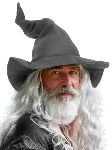 Ibeauti Zaubererhut für Erwachsene, Herren, grau, Kostümhut, Halloween, Cosplay, Zubehör (grau) von Ibeauti