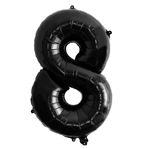 Folienballon Nummer 8 Schwarz Riesige Luftballons Nummer 8 Party Geburtstag Dekoration Jubiläum Hochzeit Größe 70cm mit Zubehör zum Aufblasen von Luft oder Helium von Ibera