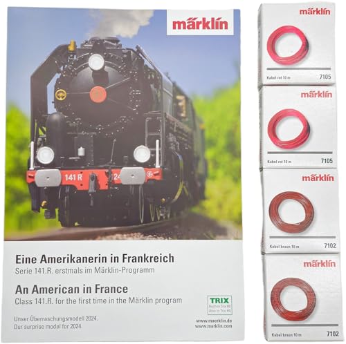 4 x Kabel Märklin 7102 braun 7105 rot (10 m) – H0 – ideal für digitale Stromversorgung + original Märklin Poster enthalten (variables Modell) von Iberplace