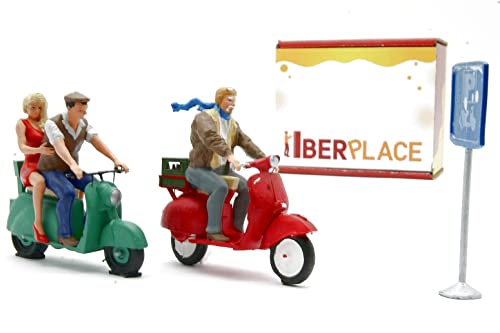 Sensationelles Iberplace Figuren-Set im Maßstab 1:22,5, Spur G - Inklusive Personen, Motorrad, Roller und Zubehör - Ideal für Eisenbahn, Gartenbahn, Modellbau und Dioramen von Iberplace