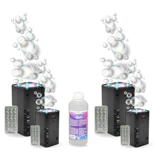Ibiza - Packung mit 4 Seifenblasenmaschinen Ibiza LED Bubble-Dream mit Fernbedienung – 1 l Seifenblasen-Flüssigkeit – Party Hochzeit Taufe Abend von Ibiza