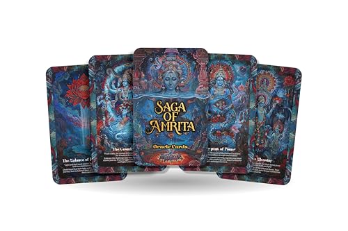 Ibiza Tarot Saga of Amrita Orakel: Begib dich auf eine Reise der Unsterblichkeit und des spirituellen Wachstums mit diesem 22-Karten-Deck, inspiriert von der alten Saga von Amrita. von Ibiza