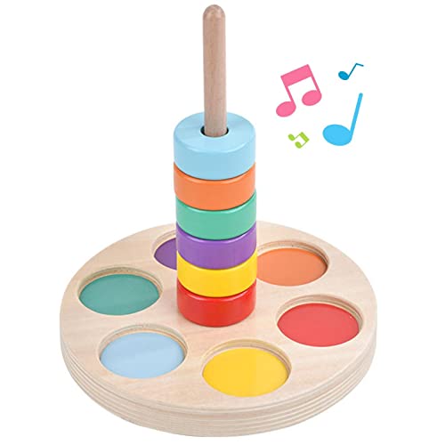 Ibuloule 4 Pcs Stapelbrettspiel, Stapelspielzeug aus Holz | Vorschul-Lernspielzeug - -Sortierspielzeug für die kognitive Entwicklung, Farbsortierspielzeug für die Vorschule, Lernspiel für von Ibuloule