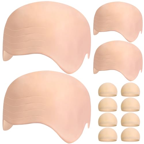 Iceyyyy 12-teiliges Halloween-Kappen-Set, Make-up-Kappe mit 8 Perückenkappen, Glatzenkopf-Kostüm-Zubehör für Männer und Frauen, Halloween-Party, Aprilscherz, Cosplay und Bühnenauftritte (Haut) von Iceyyyy