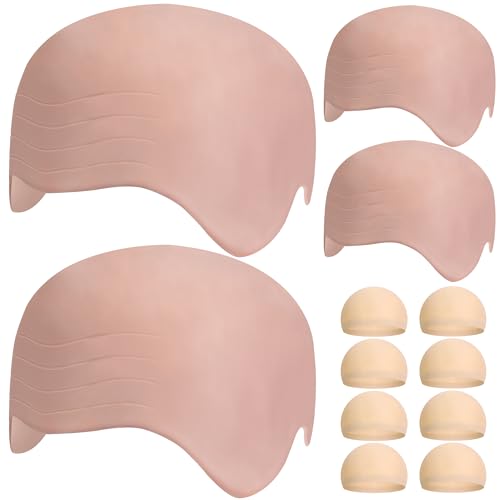 Iceyyyy 12-teiliges Halloween-Kappen-Set, Make-up-Kappe mit 8 Perückenkappen, Glatzenkopf-Kostüm-Zubehör für Männer und Frauen, Halloween-Party, Aprilscherz, Cosplay und Bühnenauftritte (Rosa) von Iceyyyy